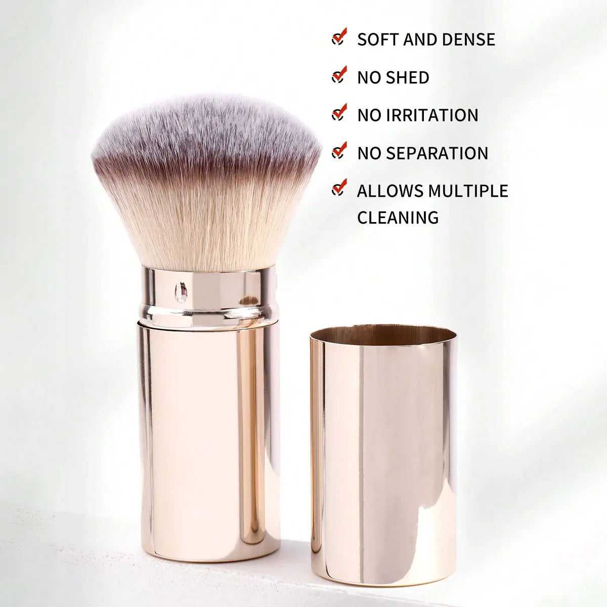 Retractable Round Makeup Brush – Blush, Powder & Foundation Retractable Makeup Brush QXL