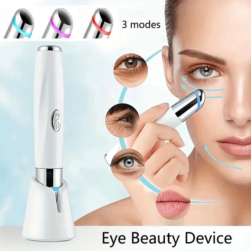 3-Color LED Eye Beauty Wand | Warm Compress & Vibration LED Eye Beauty Wand QXL