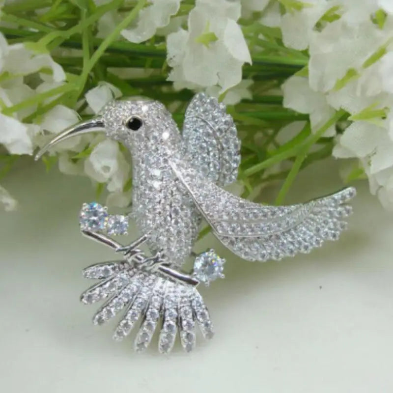 Rhinestone Hummingbird Brooch Pin | Shiny Women's Jewelry Brooch Pin QXL