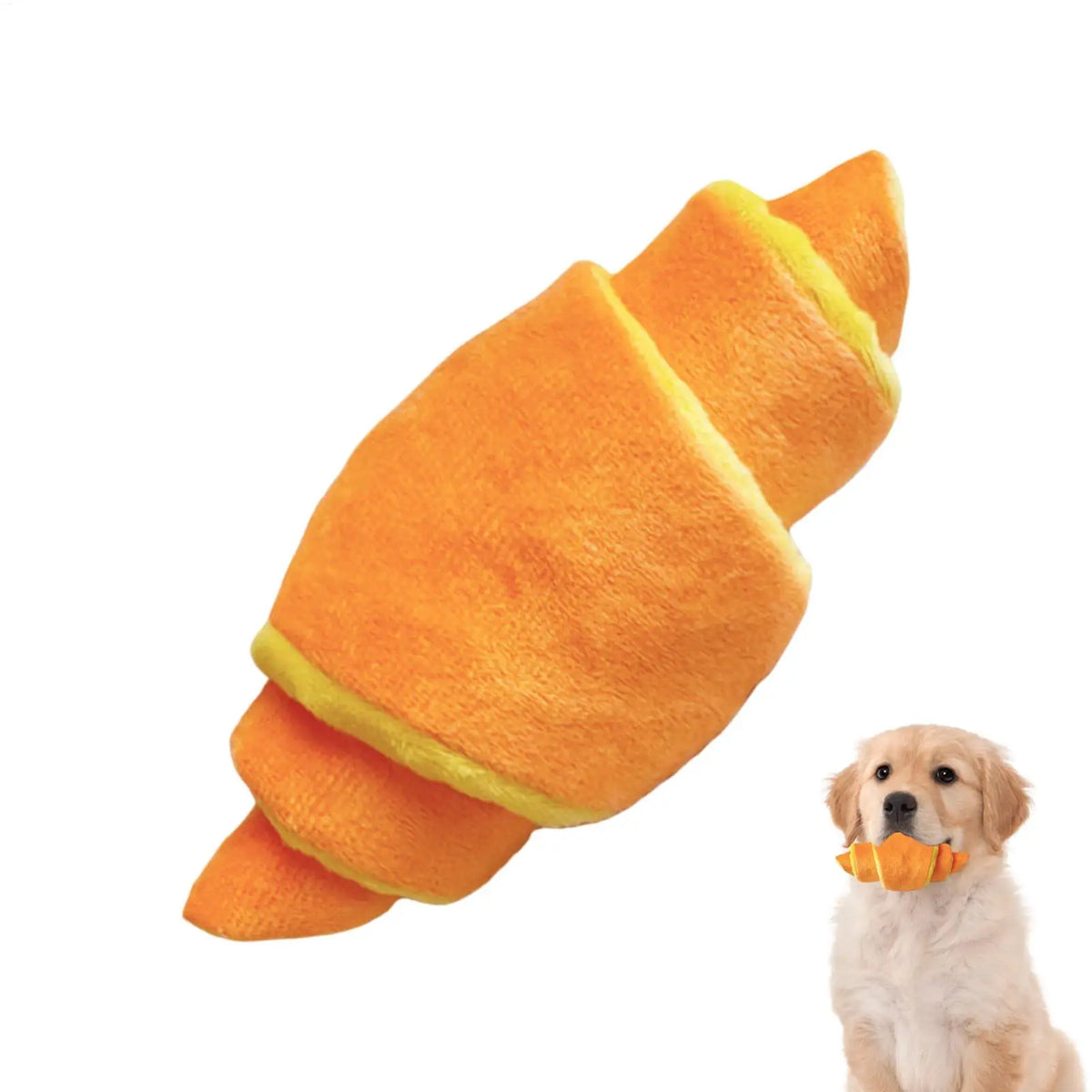 Croissant Squeaky Plush Dog Toy | Puppy Enrichment & Play Plush Dog Toy QXL