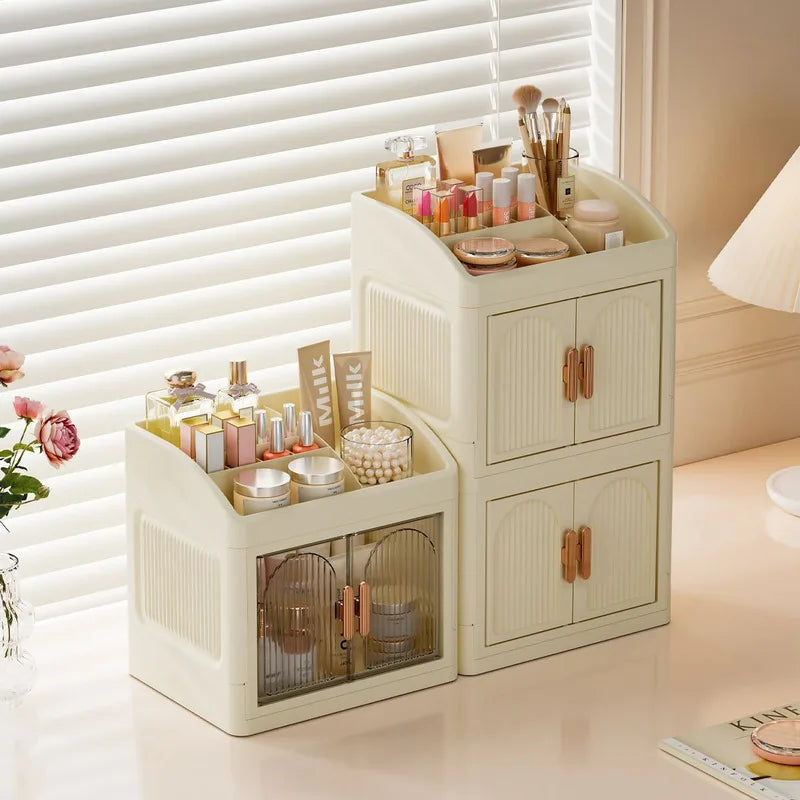 Foldable Multi-Layer Desktop Cosmetics Organizer Cabinet Cosmetics Organizer QXL