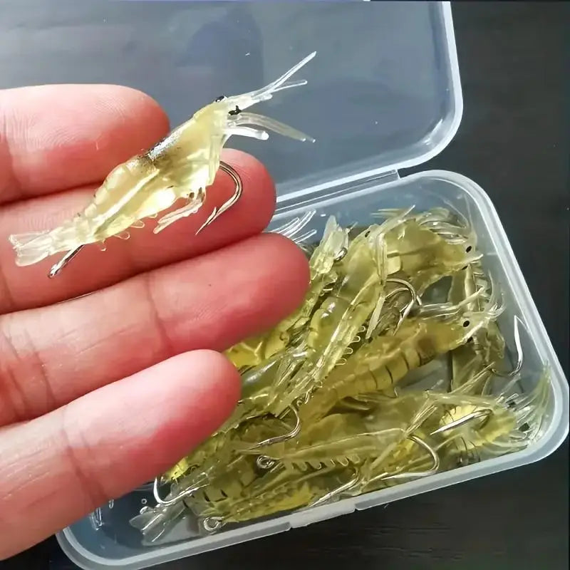 20-Pack Soft Silicone Shrimp Fishing Lures with Jig Hook Soft Fishing Lure QXL