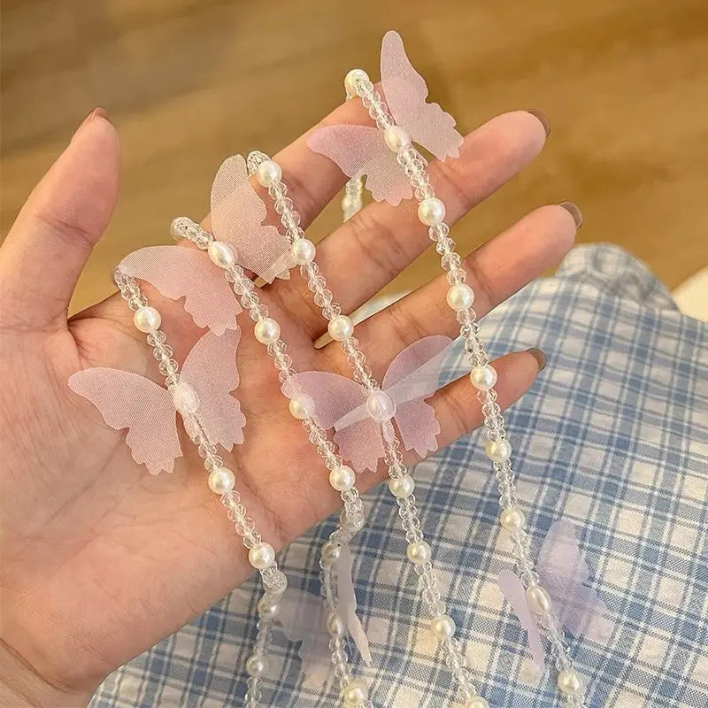 Butterfly Crystal Hairpin & Beaded Braid Hair Chain Clip Crystal Hair Clip QXL