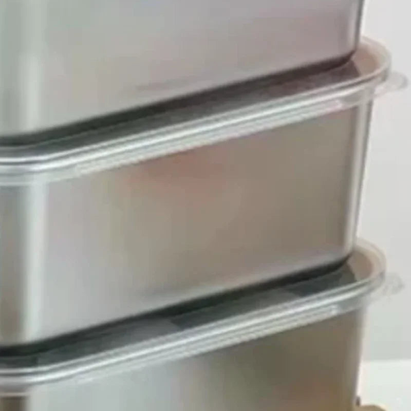 316 Stainless Steel Rectangular Food Tray with Lid Food Storage Tray QXL