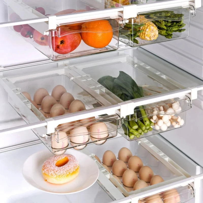 Transparent Fridge Under-Shelf Drawer Organizer Box Fridge Drawer Organizer QXL