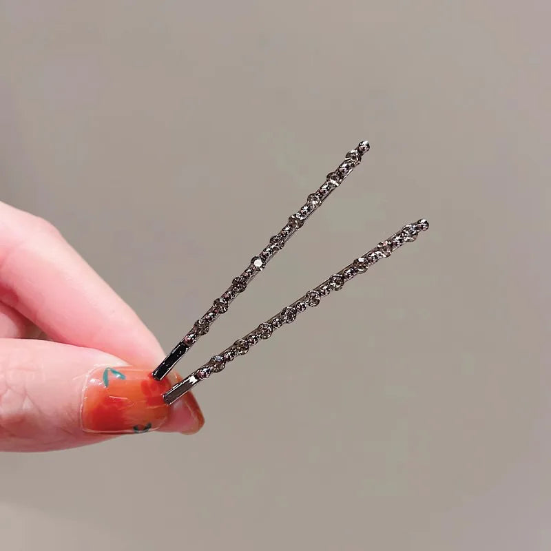 2-Pack Black Rhinestone Hair Clips | Elegant Side Barrettes Rhinestone Hair Clips QXL