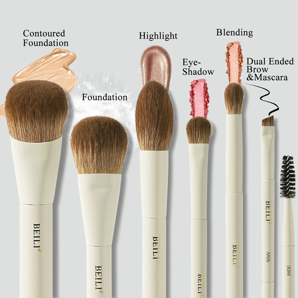 BEILI 10-Pc Mini Travel Makeup Brush Set | Synthetic Bristles Travel Makeup Brush Set QXL