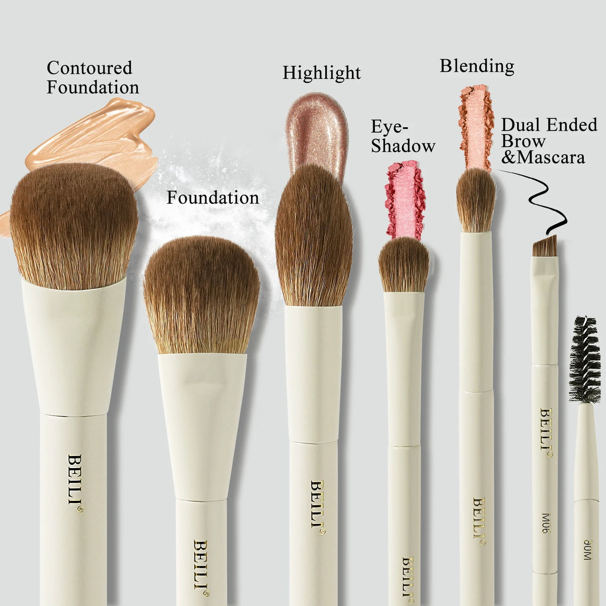 BEILI 10-Pc Mini Travel Makeup Brush Set | Synthetic Bristles Travel Makeup Brush Set QXL