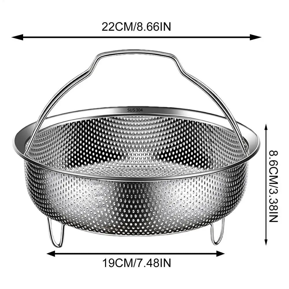 304 Stainless Steel Steamer Basket with Handle | 3 Sizes Steamer Basket QXL 22cm