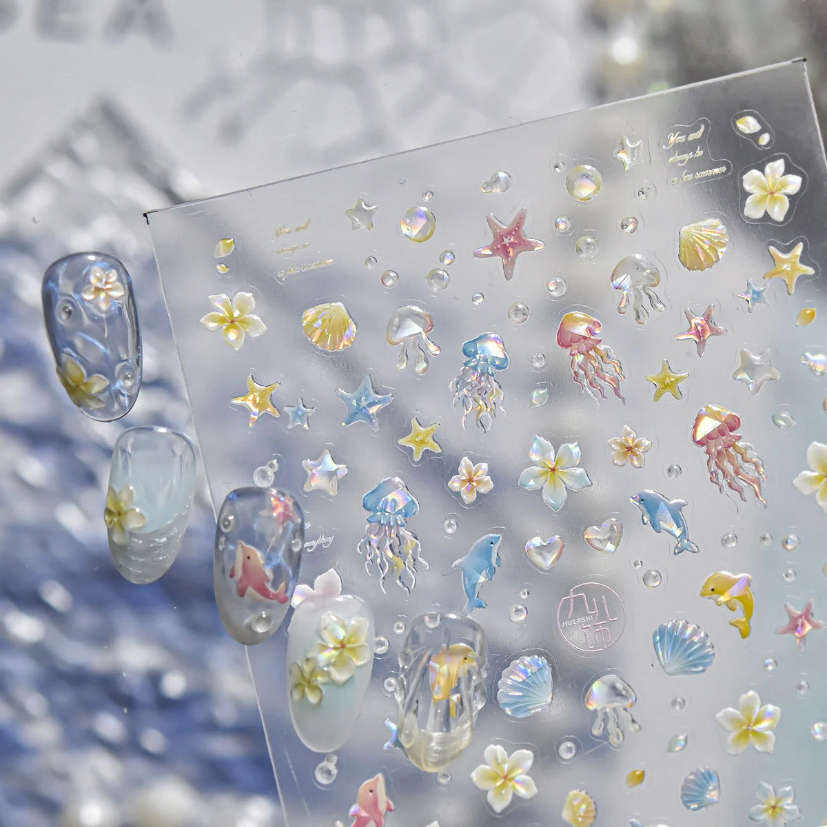 5D Ocean Nail Art Stickers – Jellyfish, Starfish & Dolphin Decals Nail Art Stickers QXL