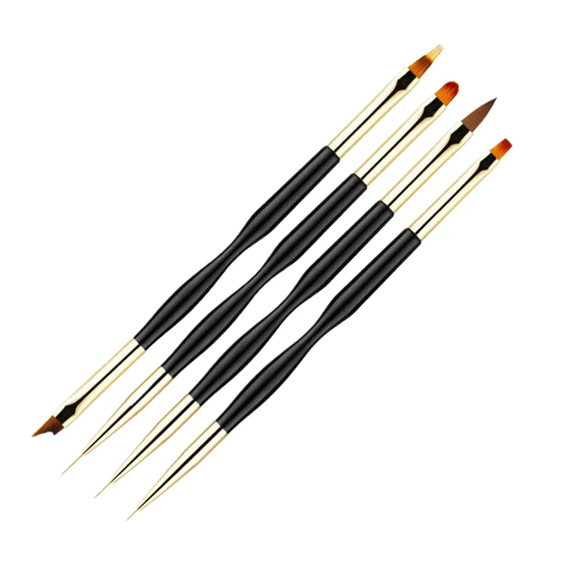 4-Pack Dual-Ended Nail Art Brushes | Liner & Gel Polish Set Nail Art Brush Set QXL 1set