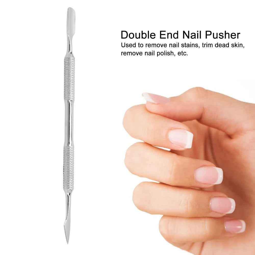 Double-Ended Stainless Steel Nail Pusher & Polish Remover Nail Cuticle Tool QXL