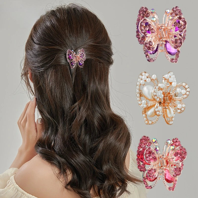 Rhinestone Crystal Hair Claw Clip – Bird Nest Bun Twist Hair Claw Clip QXL