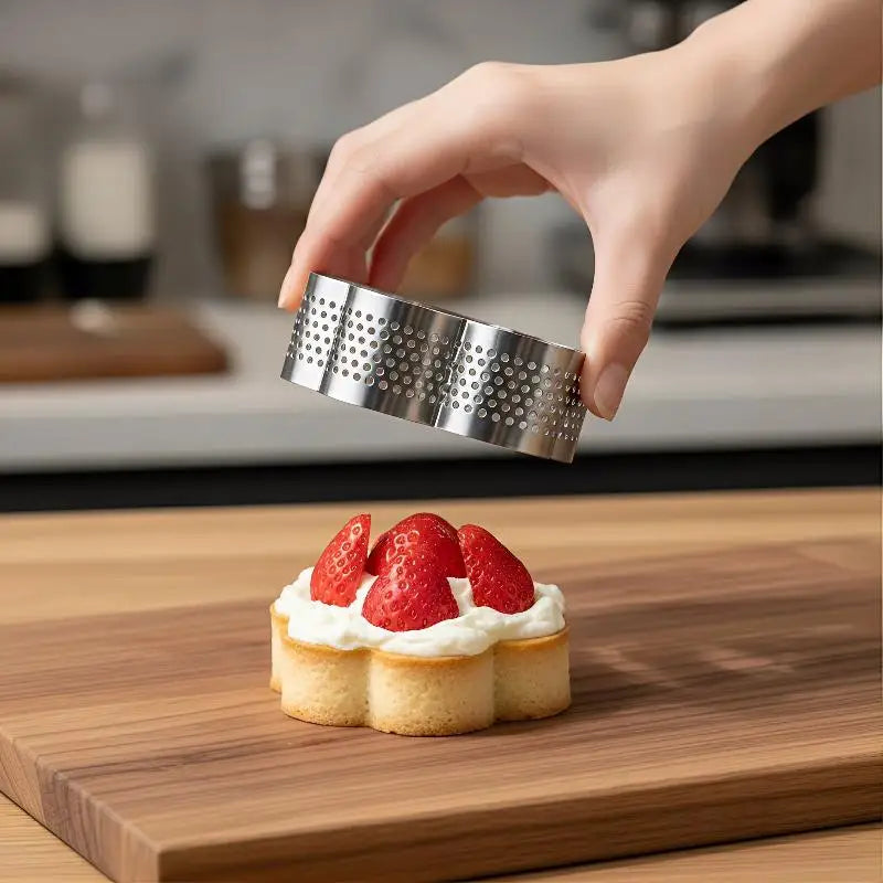 Stainless Steel Perforated Tart Ring – Baking Mould for Pastry Tart Baking Ring QXL