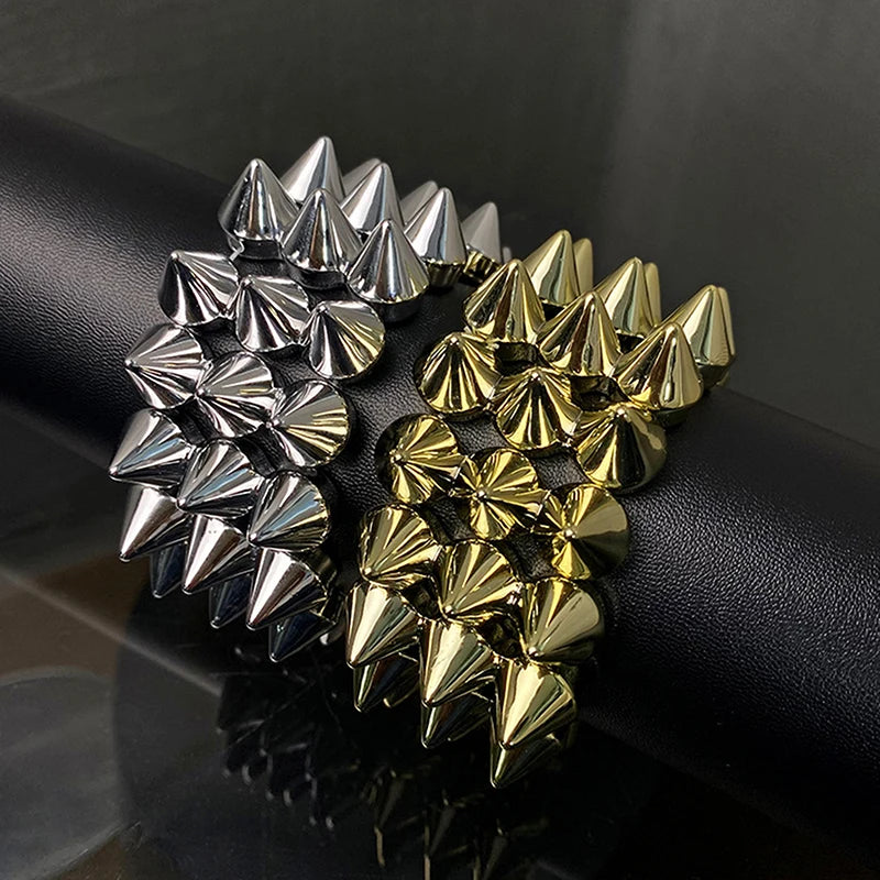 Y2K Triple Layer Spiked Bracelet | Punk Goth Charm Bracelet Punk Charm Bracelet QXL