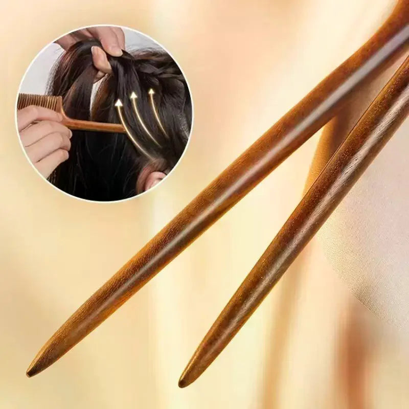 Natural Sandalwood Rat Tail Comb 20cm | Fine Tooth Anti-Static Wooden Hair Comb QXL