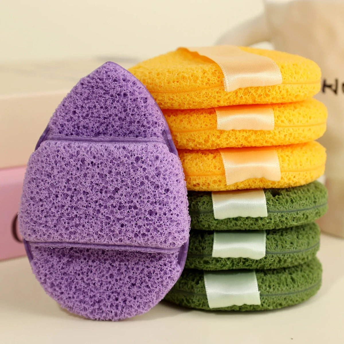Exfoliating Face Cleansing Sponge | Honeycomb Mesh Foam Puff Face Cleansing Sponge QXL