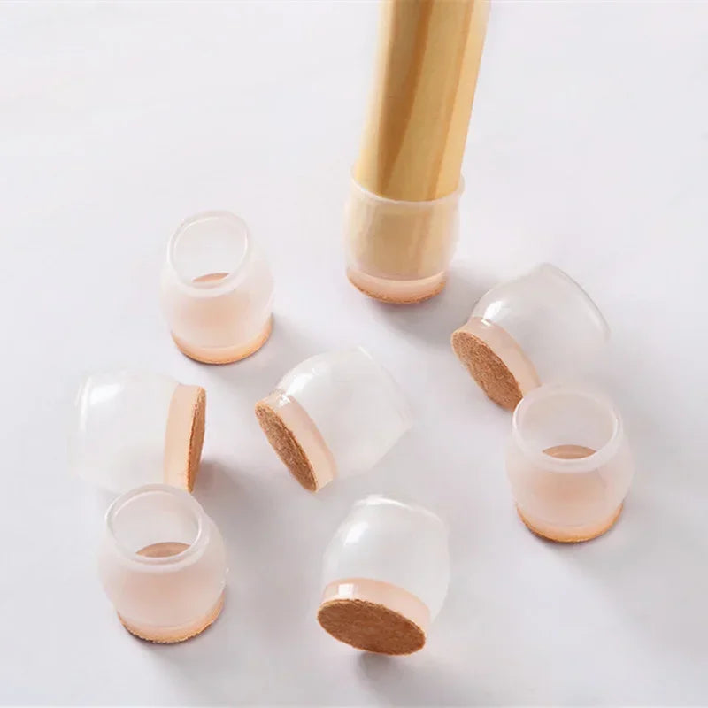 16-Pack Silicone Chair Leg Floor Protectors with Felt Pads Furniture Leg Caps QXL