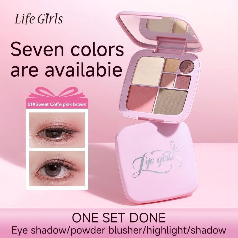 Life Girls 7-Color Blush Palette | Matte Pearl & Gloss Finish Blush Palette QXL