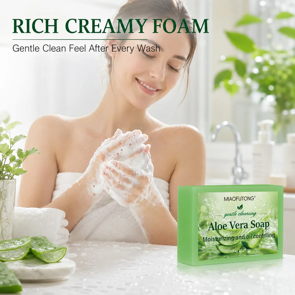 Aloe Vera Glycerin Bar Soap – Moisturizing Body Cleanser Moisturizing Bar Soap QXL