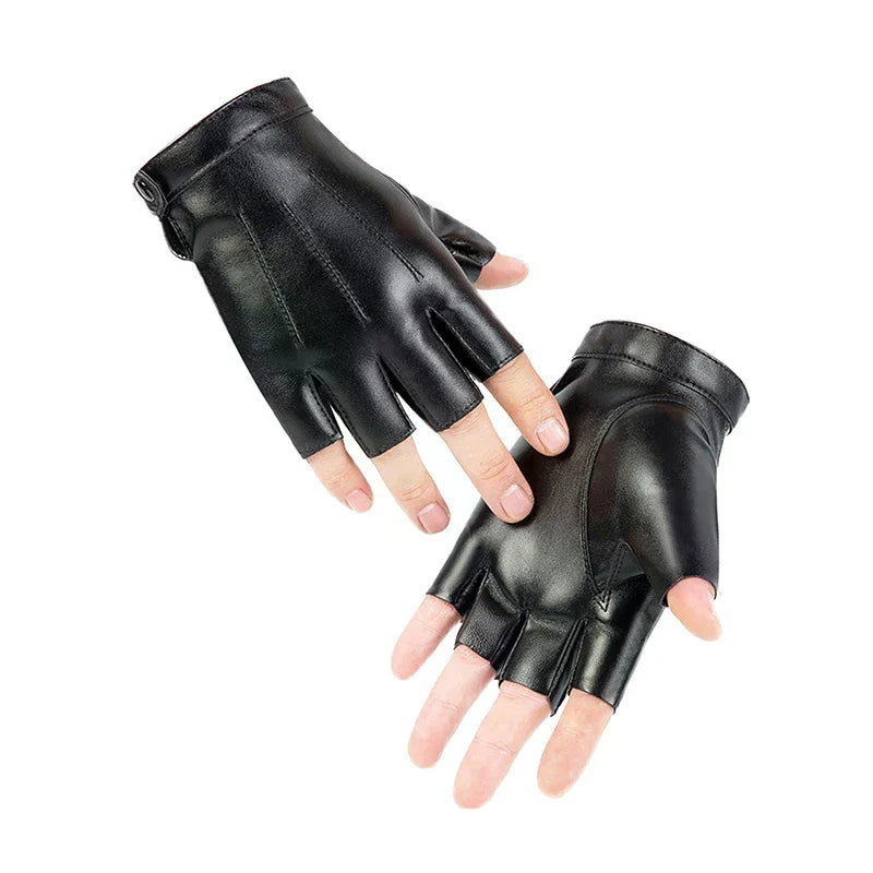PU Leather Fingerless Tactical Gloves | Driving & Cycling Fingerless Leather Gloves QXL
