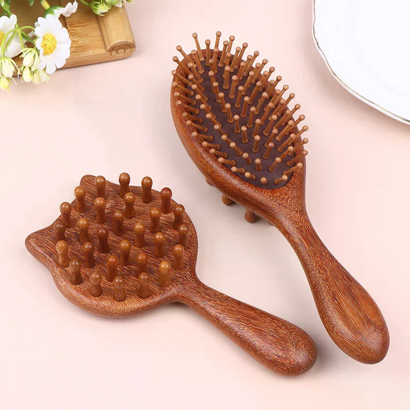 Double-Sided Wooden Cushion Comb | Anti-Static Scalp Massage Brush Cushion Massage Comb QXL
