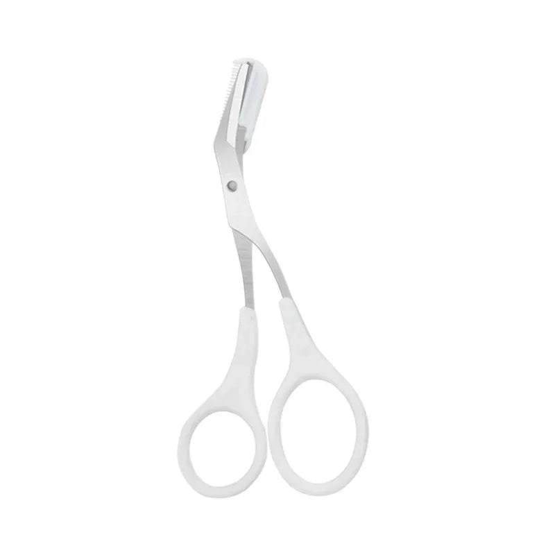 Stainless Steel Eyebrow Scissors with Comb | Brow Trimmer Eyebrow Trimmer Scissors QXL white