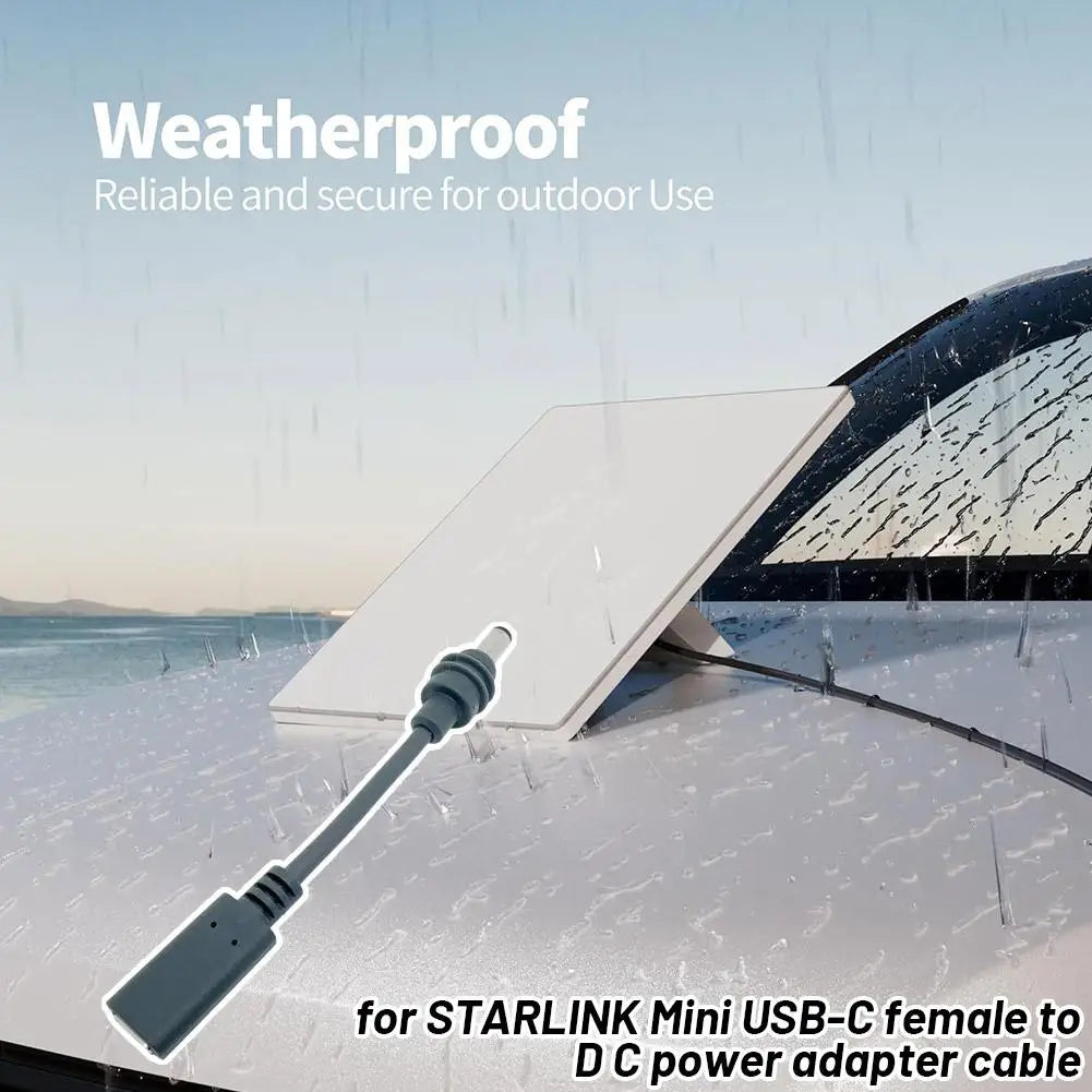 USB-C to DC Power Cable for Starlink Mini – Weatherproof Power Adapter Cable QXL