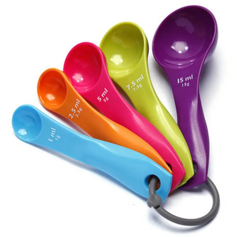 5-Piece Plastic Measuring Spoons Set | Baking Kitchen Tool Measuring Spoons Set QXL