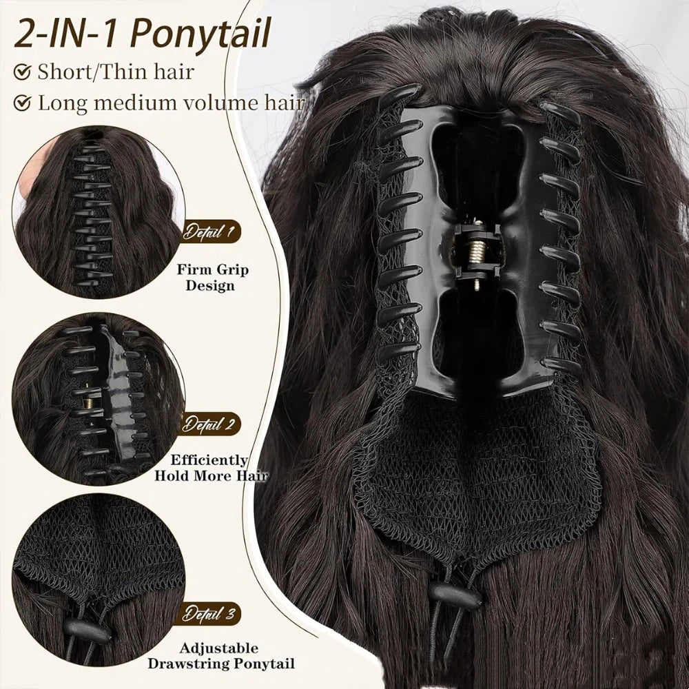 Clip-In Synthetic Ponytail Extension | Long Wavy Curly 66cm Clip-In Hair Extension QXL