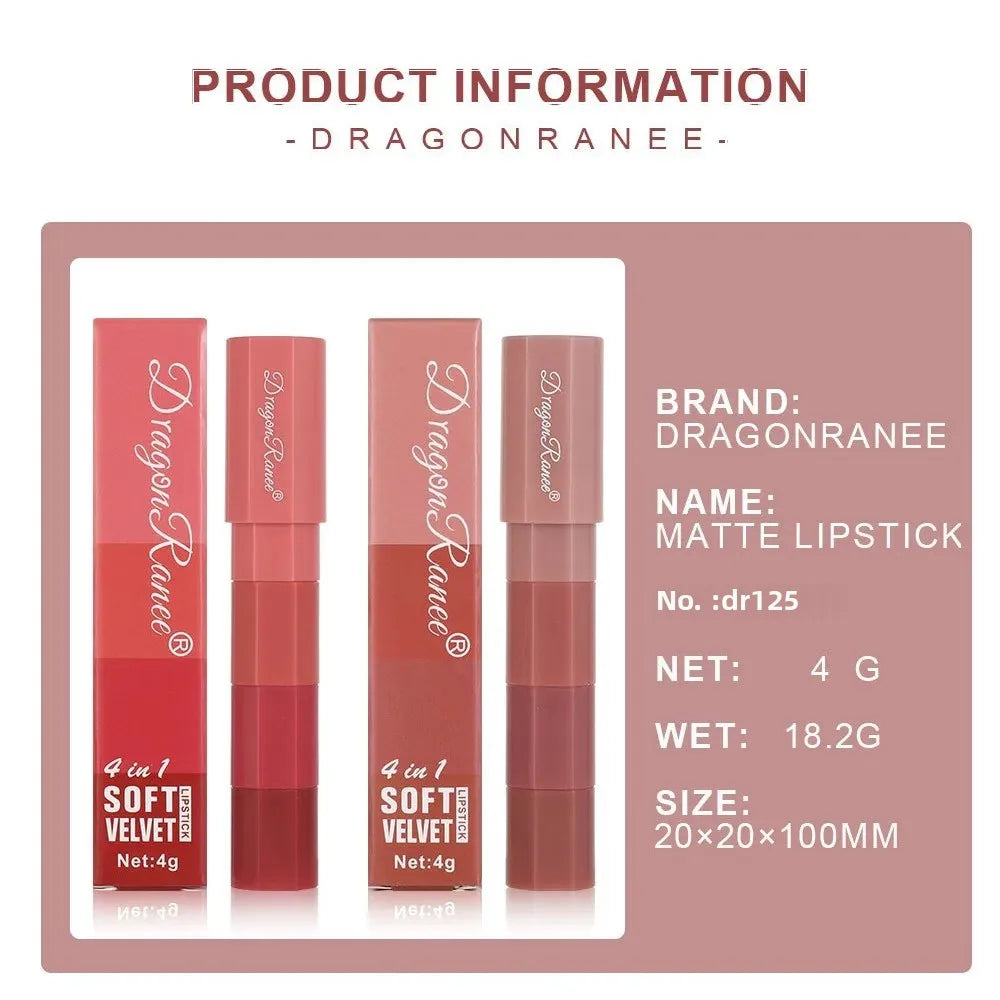 Dragon Ranee 4-in-1 Mini Matte Velvet Lipstick Set | Waterproof Matte Lipstick Set QXL