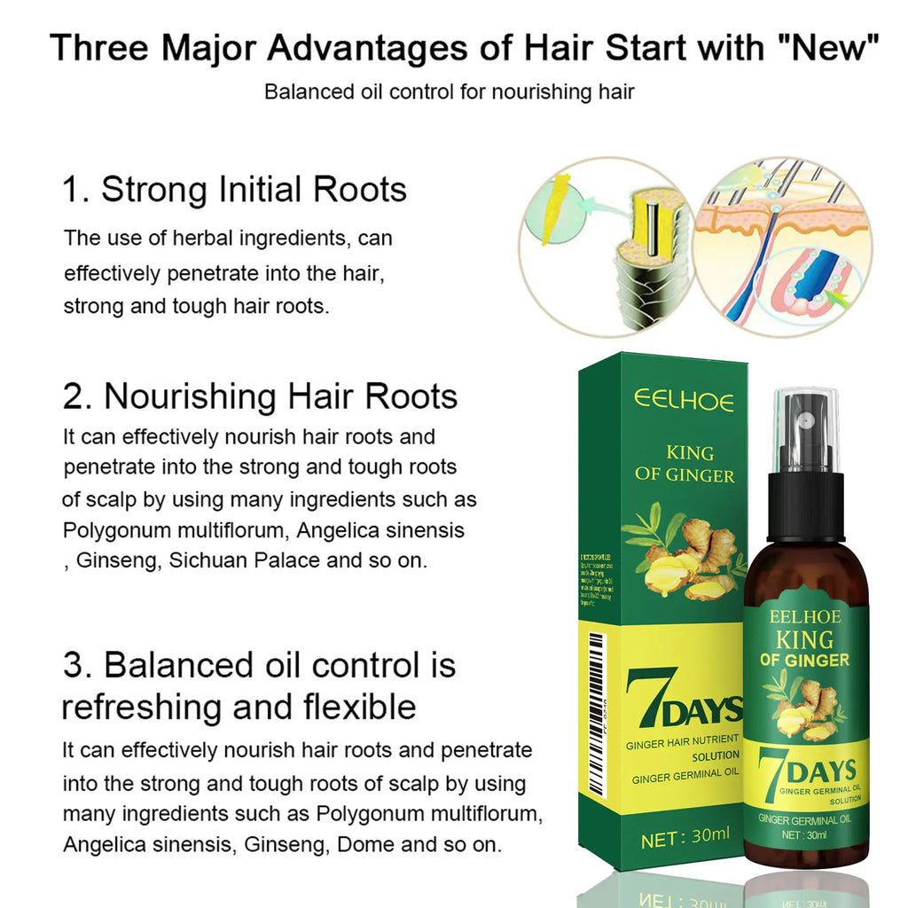 Ginger Root Hair Serum Spray | Scalp Nourish & Strengthen Hair Scalp Serum QXL