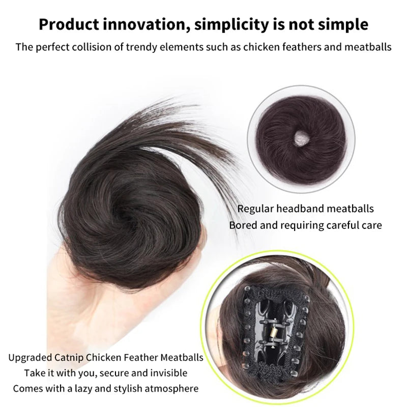 Synthetic Curly Hair Bun Clip – Elastic Scrunchy Ponytail Piece Hair Bun Clip QXL