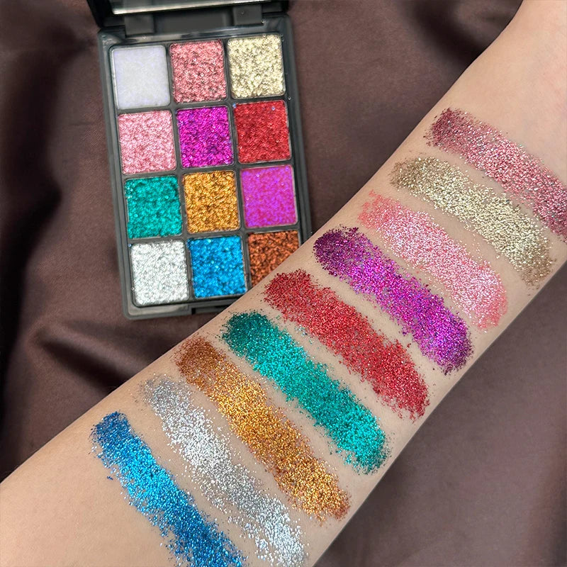 VERONNI 12-Color Glitter Eyeshadow Palette | Diamond & Matte Eyeshadow Palette QXL