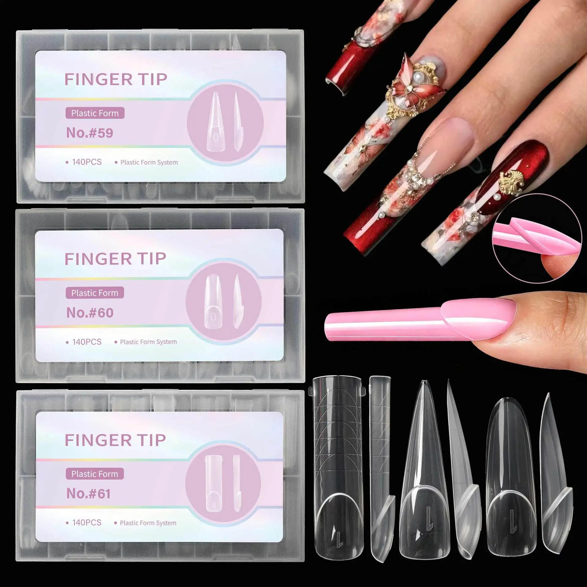 140-Pc Sandwich Dual Nail Extension Forms | French Manicure Nail Extension Forms QXL