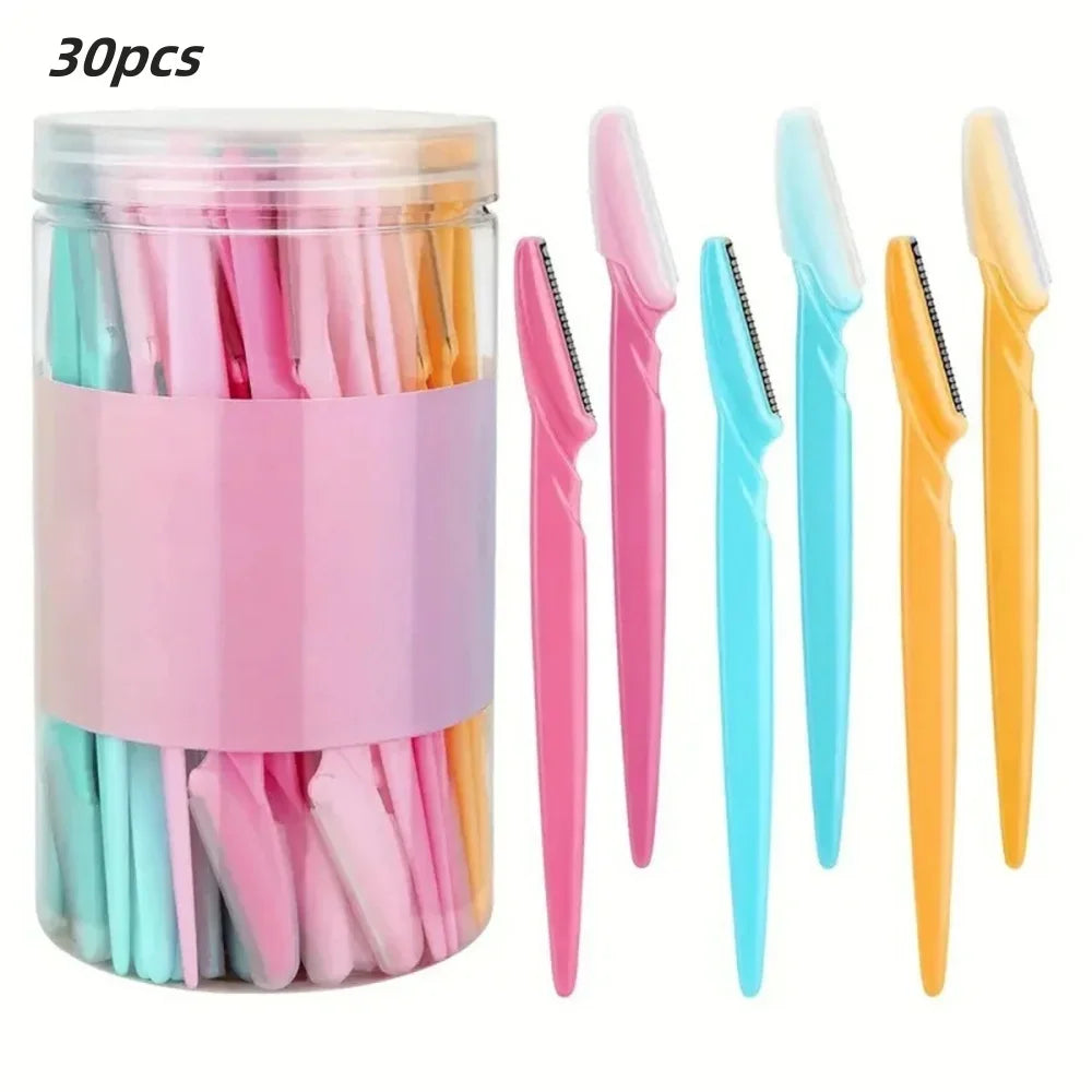 Eyebrow & Facial Razor Set with Safety Cover – 10/12/30 Pc Facial Razor Set QXL