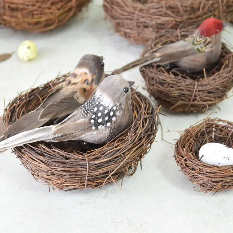 4-Pack Artificial Sparrow Clip Birds | Garden & Tree Decor Garden Bird Ornament QXL