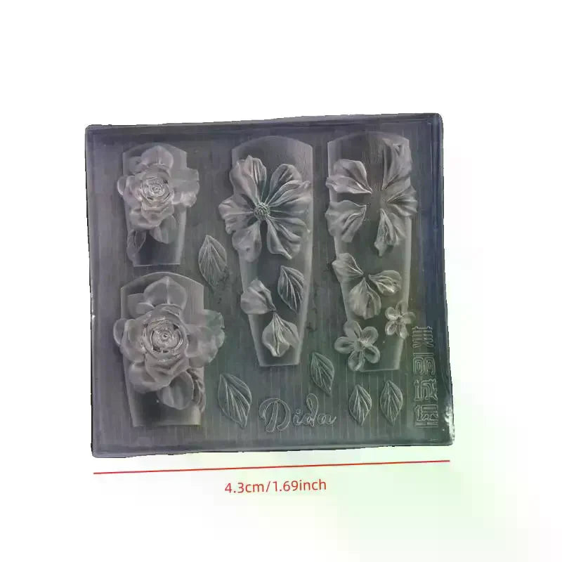 3D Rose Ice Flower Silicone Nail Mold | DIY Nail Art Carving Silicone Nail Mold QXL