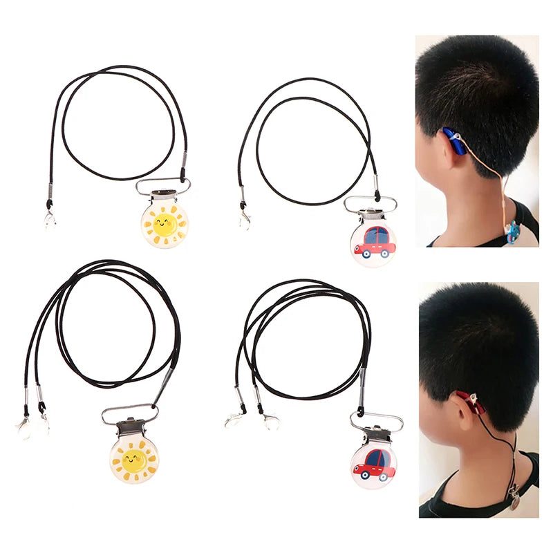Kids BTE Hearing Aid Clip Holder | Nylon Rope & Metal Clamp Hearing Aid Clip QXL