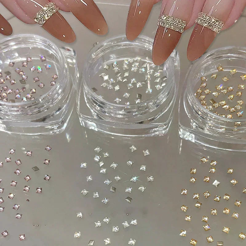 50-Pack Mini Square Zircon Flatback Rhinestones for Nail Art Nail Art Rhinestones QXL