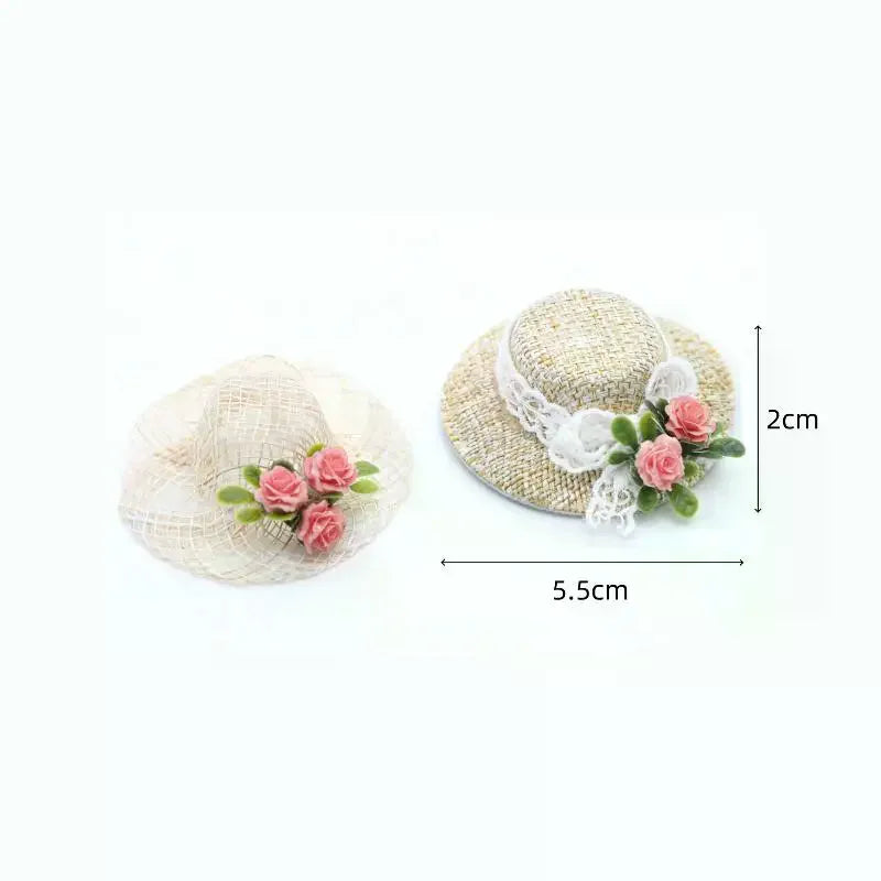 Mini Hand-Woven Straw Hat Dollhouse Miniature Accessory Dollhouse Miniature Accessory QXL