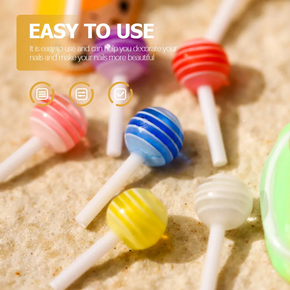 100-Pack 3D Lollipop Nail Charms | Resin DIY Nail Art Decor Nail Art Charms QXL