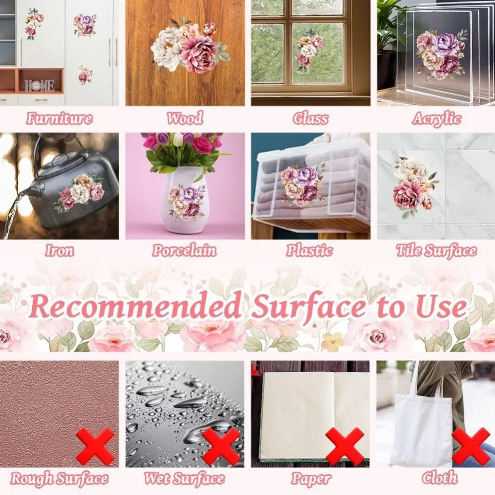 Rub-On Transfer Stickers for Furniture & Crafts | 6×12" 3-Pack Rub-On Transfer Decals QXL