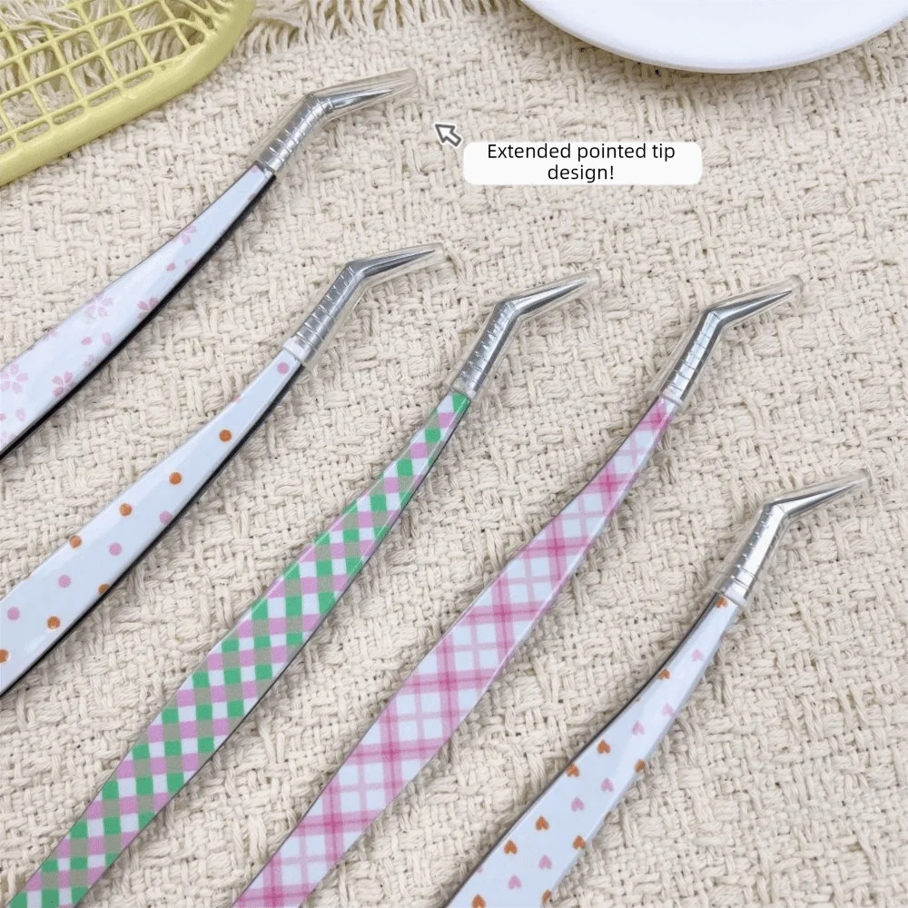 Cartoon Stainless Steel Eyelash Tweezers | Anti-Static Precision Eyelash Tweezers QXL