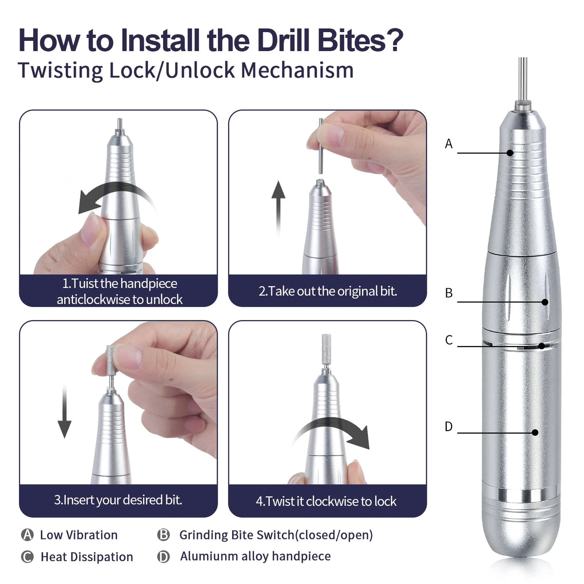 45000 RPM Rechargeable Nail Drill | Pro Electric File Kit Electric Nail Drill QXL
