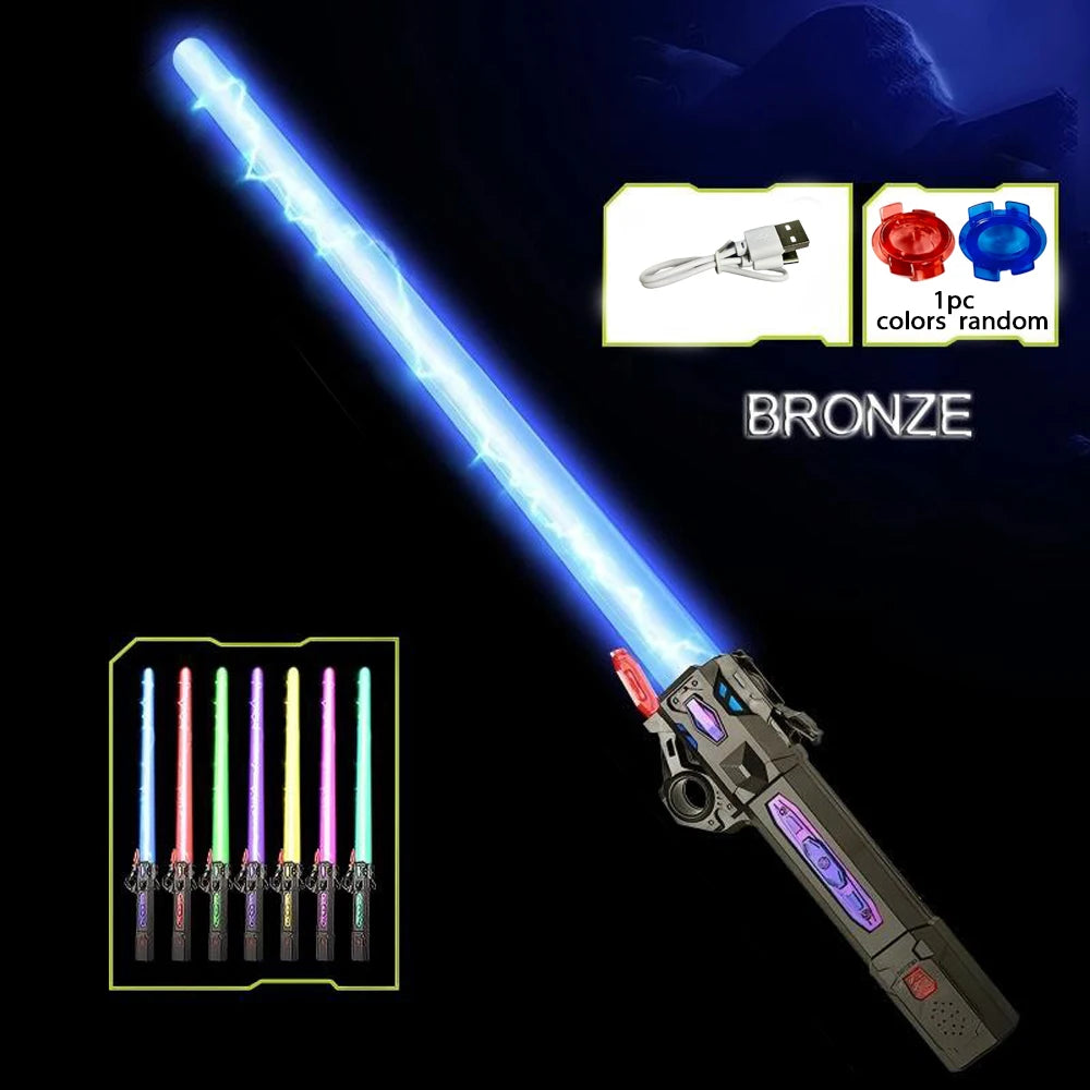 Kids LED Light-Up Telescopic Sword Toy with Music & Glow Light-Up Toy Sword QXL Bronze