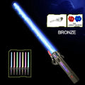 Kids LED Light-Up Telescopic Sword Toy with Music & Glow Light-Up Toy Sword QXL Bronze