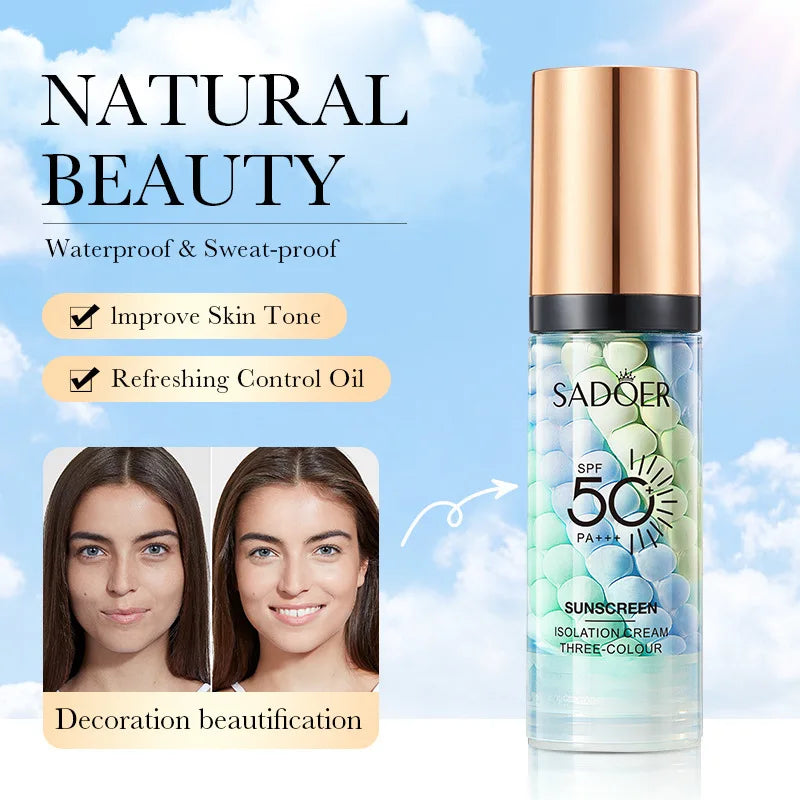 Tri-Color Contour Primer Cream | Waterproof Makeup Base 40g Makeup Primer Cream QXL