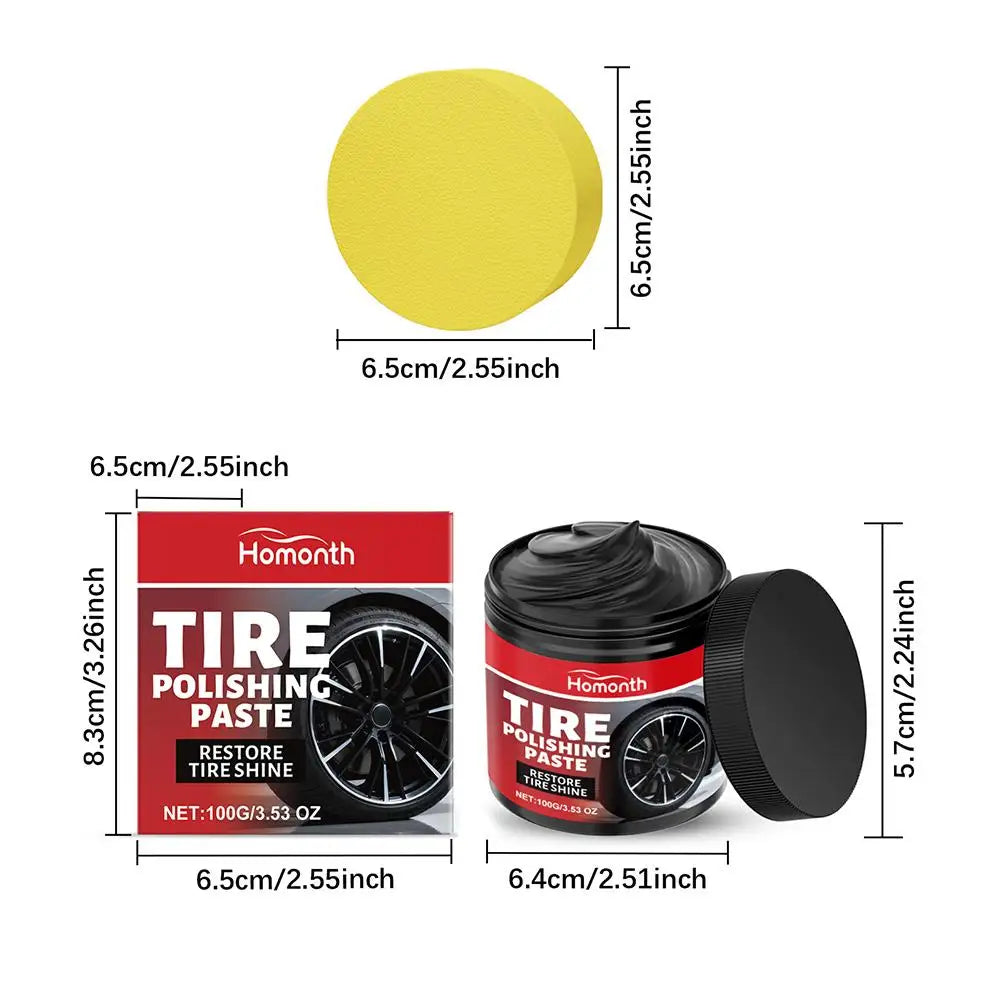 Tire Polishing Paste | Shine Coating Wax with Applicator Sponge Tire Shine Paste QXL