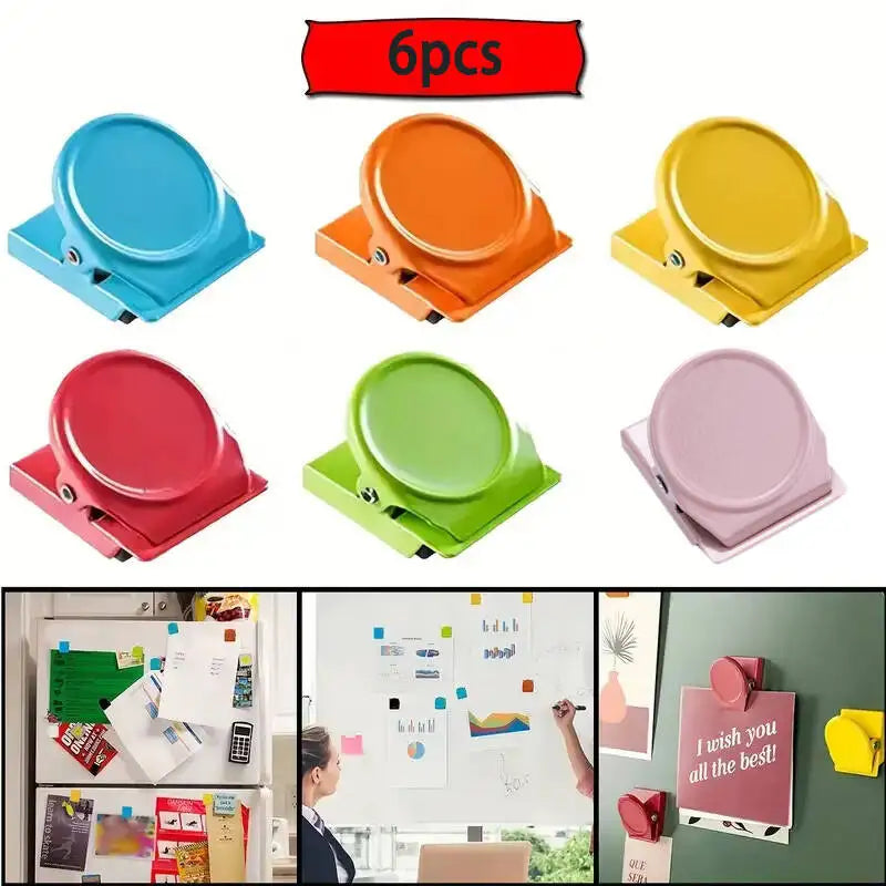 6-Pack Colorful Magnetic Clips | Fridge & Office Organizer Magnetic Clips Set QXL